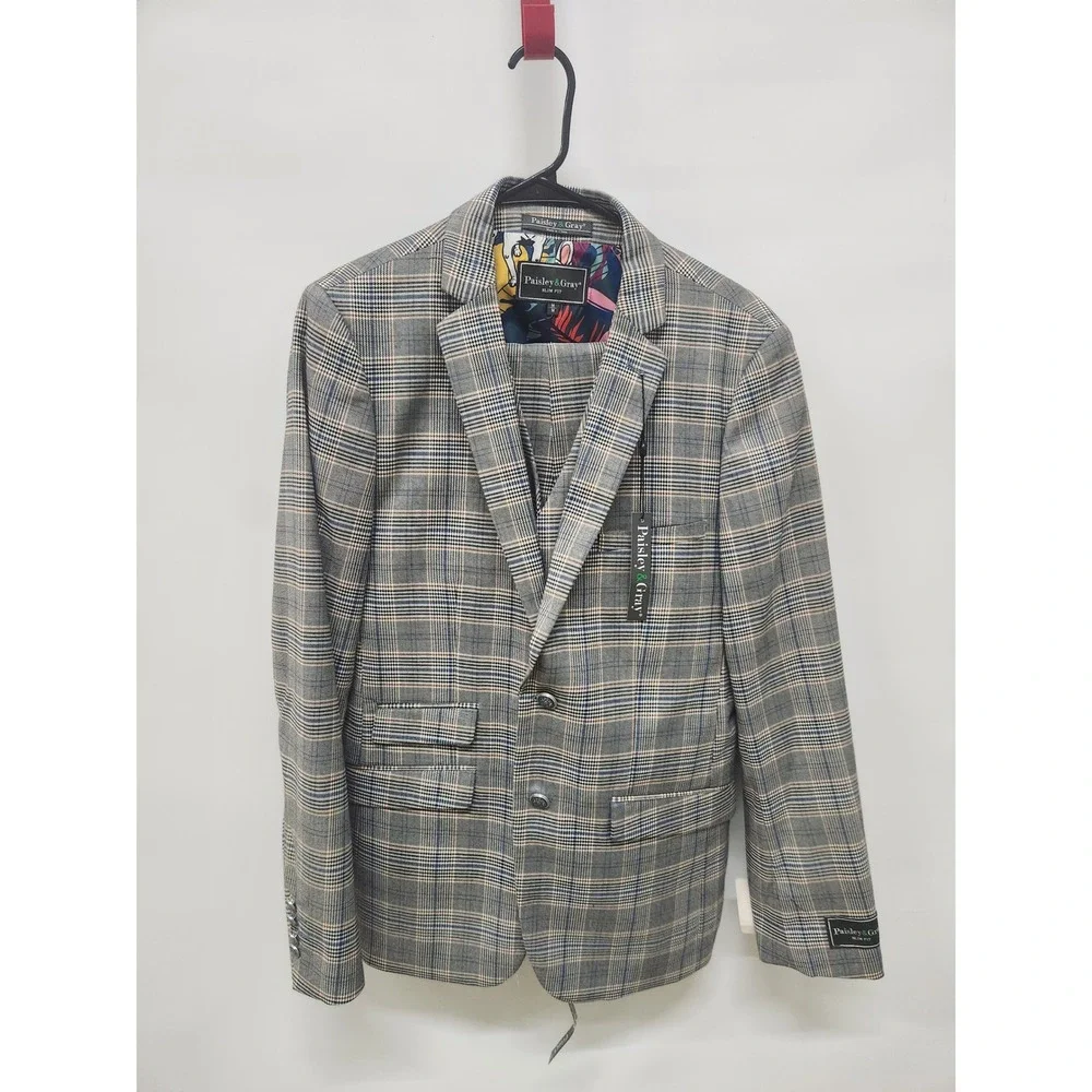 NWT Paisley & Gray Mens 3 Piece Slim Fit Suit